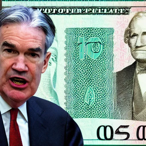 Prompt: Jerome Powell on a hundred dollar bill