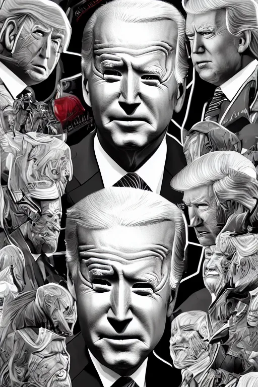 Prompt: joe biden donald trump hybrid, highly detailed, digital art, sharp focus, trending on art station, anime art style