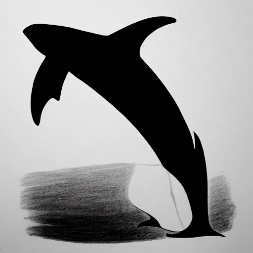 Prompt: ink line drawing of a killer whale