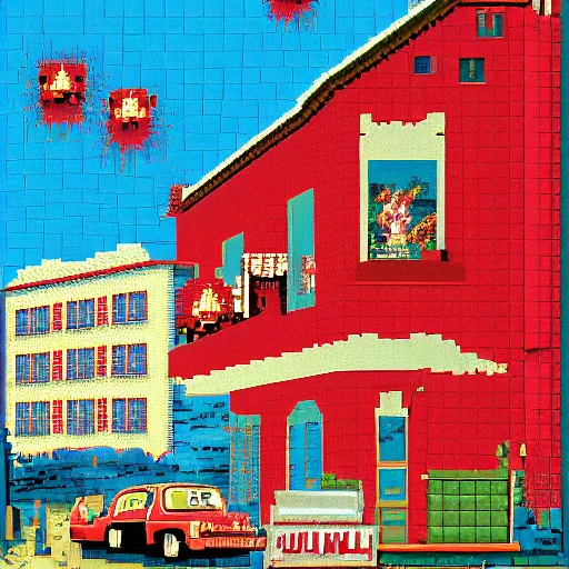 Image similar to deflective numerical inferno village curve marlin delta tin margarine , by Guido Borelli da Caluso and Yves Klein and Andy Warhol , #pixelart , pixel perfect , movie poster