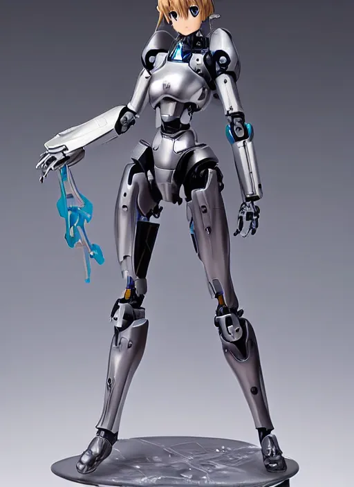 Image similar to Girl in mecha cyber Armor, portrait of the action figure of a girl, with bare legs，in the style of Kotobukiya ，anime figure