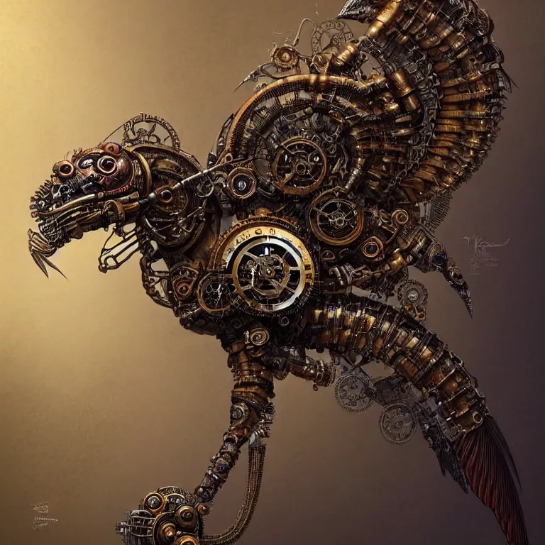 Prompt: steampunk cybernetic biomechanical quetzalcoatl with wings, 3 d model, very coherent symmetrical artwork, unreal engine realistic render, 8 k, micro detail, intricate, elegant, highly detailed, centered, digital painting, artstation, smooth, sharp focus, illustration, artgerm, tomasz alen kopera, wlop
