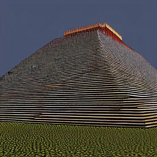 Image similar to a beautiful landscape of a ziggurat, photorealist, 4 k