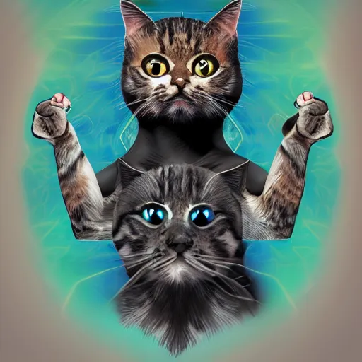 Image similar to god of cats, digital art