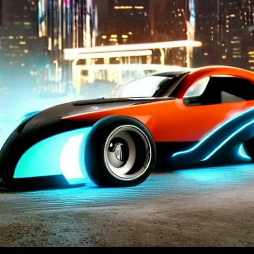 Prompt: epic Renault 4 cars in the Movie TRON (2010)