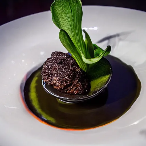 Image similar to dish made in alinea kitchen, surreal