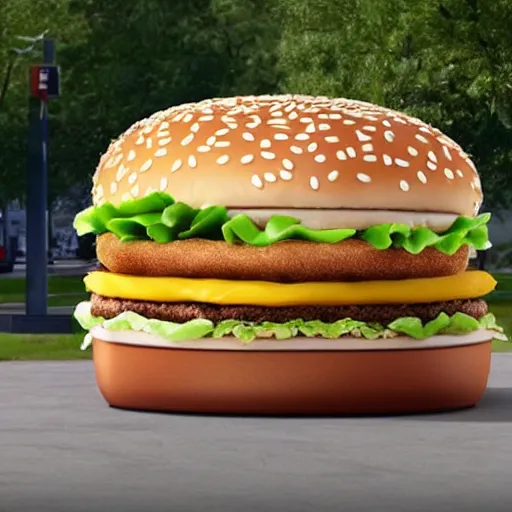 Image similar to what a McDonalds big mac looks like in the future