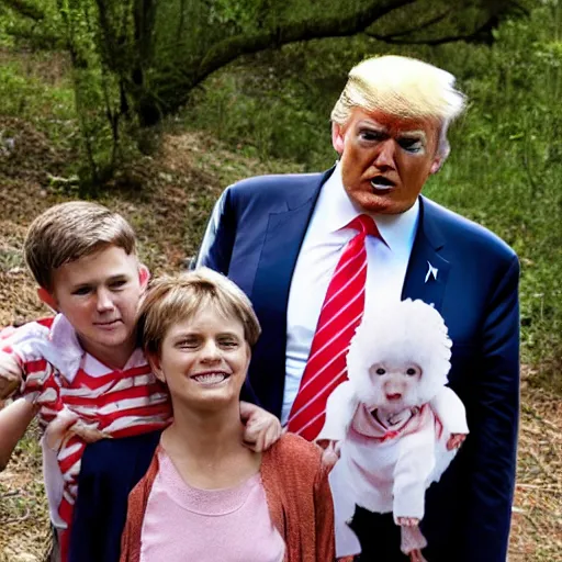 Image similar to Donald Trump as a family portrait in Old Appalachia