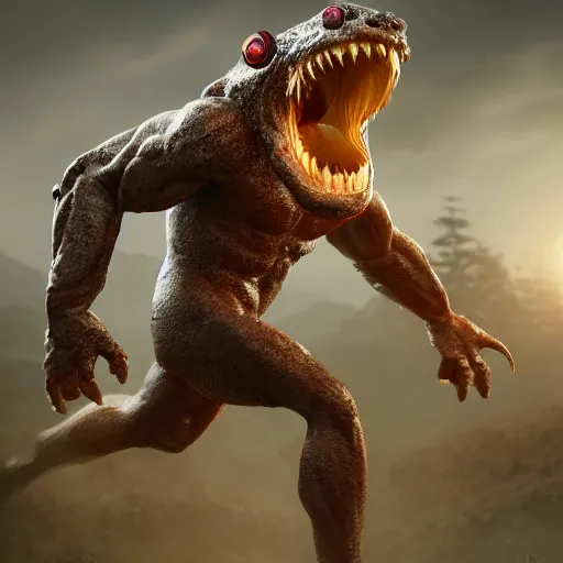 Prompt: HD, strange stock photo of a cyclops monster running a marathon, CGsociety, 3dcg, trending on ArtstationHD, artstation, highly detailed, rendered image