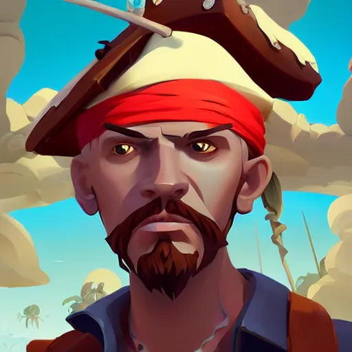 Image similar to painting jack the pirate on sea of thieves game avatar hero smooth face median photoshop filter cutout vector behance hd by jesper ejsing, by rhads, makoto shinkai and lois van baarle, ilya kuvshinov, rossdraws, illustration, art by ilya kuvshinov and gustav klimt