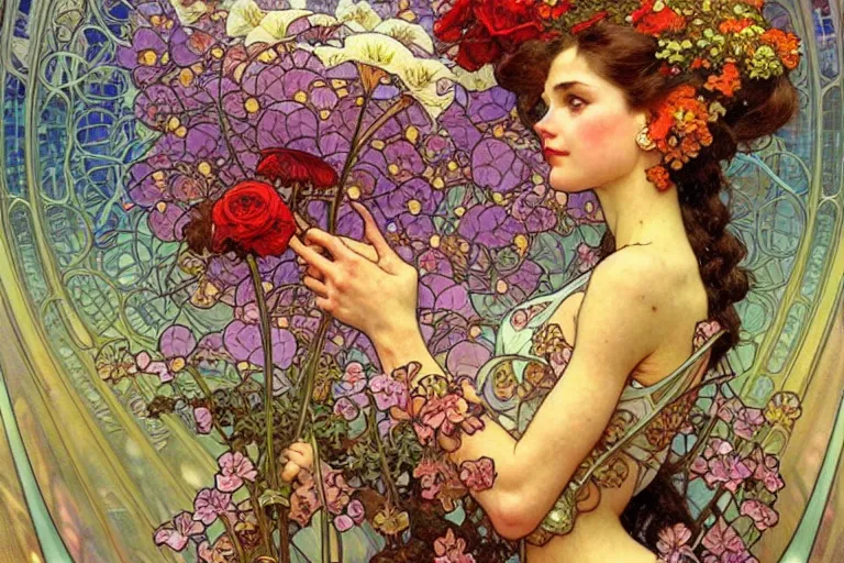 Image similar to 🌹🍄, intricate, futuristic, fantasy, elegant, thomas kindkade, moebius, alphonse mucha, loish, norman rockwell,