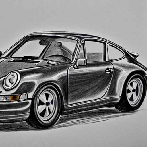 Image similar to A hand drawn sketch of a Porsche 911