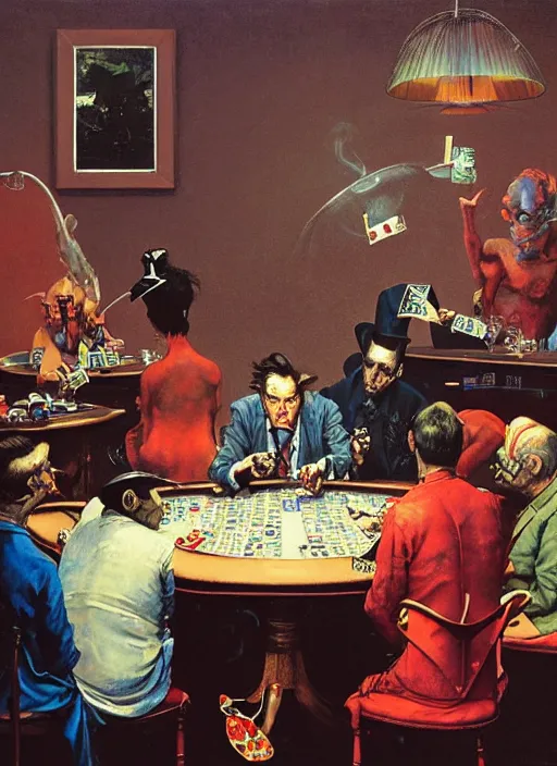 realistic detailed image of dark figures playing poker | Stable ...