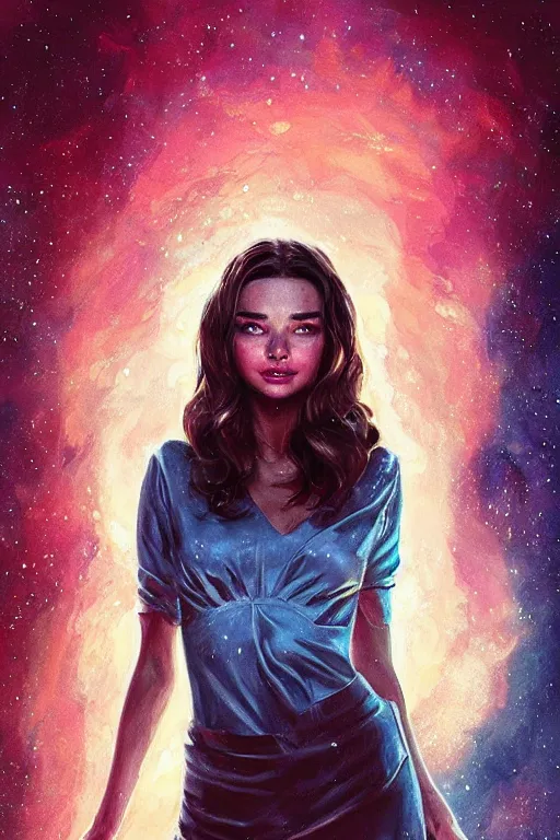 Prompt: movie poster of miranda kerr starting in a 80s horror movie, space themed, highly detailed, digital painting, artstation, concept art, smooth, sharp focus, illustration, art by artgerm and greg rutkowski