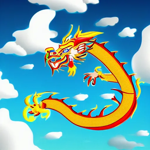 Prompt: 'a cartoon of Chinese dragon in the sky, lighting, 4k'