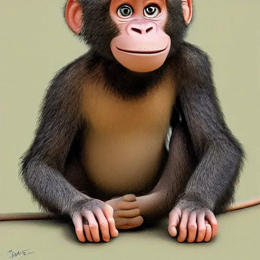 Prompt: pixar monkey character portrait by sir james guthrie