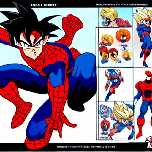 Prompt: goku as spiderman, full body profile