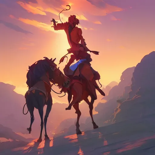 Image similar to hero world blazing saddles, behance hd by jesper ejsing, by rhads, makoto shinkai and lois van baarle, ilya kuvshinov, rossdraws global illumination