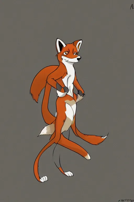 Image similar to a fox fursona, trending on artstation, by don bluth, furry art, digital art