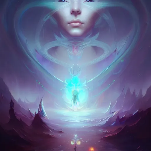 Image similar to portrait of a beautiful multiverse emanation, fantasy concept art by pete mohrbacher and wlop and artgerm , digital art, highly detailed, intricate, sci-fi, sharp focus, Trending on Artstation HQ, deviantart, volumetric lighting, unreal engine 5, 4K UHD image