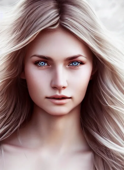 Image similar to a gorgeous norwegian female photo, professionally retouched, soft lighting, realistic, smooth face, full body shot, torso, dress, perfect eyes, sharp focus on eyes, 8 k, high definition, insanely detailed, intricate, elegant, art by artgerm and mark hall