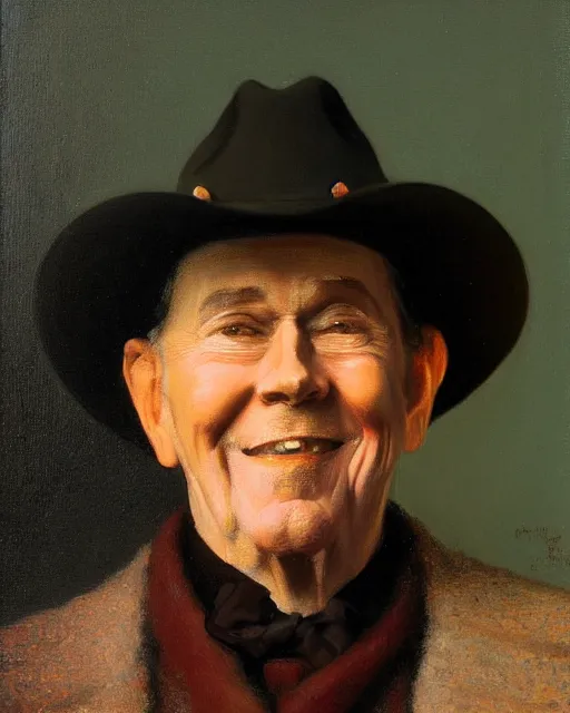 Image similar to portrait, Hank Williams Sr wearing hat, smiling, impasto, Jean-Leon Gerome, chuck close:7, carl spitzweg:7, cinematic light, full face, symmetrical face