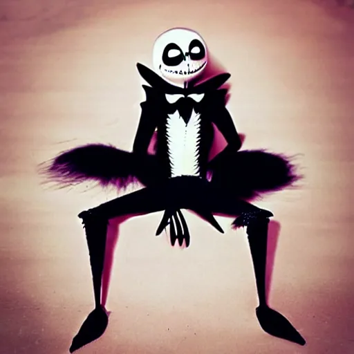 Image similar to “Jack Skellington modeling in an issue of Sports Illustrated swimsuit addition”