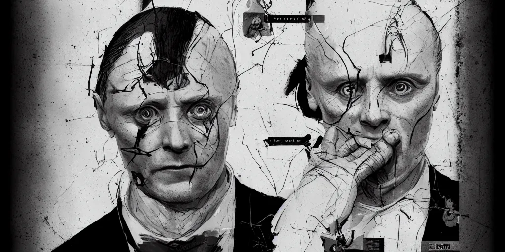 Image similar to hannibal lecter, character sheet, concept design, contrast, kim jung gi, greg rutkowski, zabrocki, karlkka, jayison devadas, trending on artstation, 8 k, ultra wide angle, pincushion lens effect