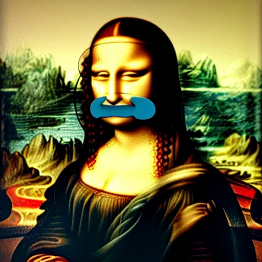 Prompt: Mona Lisa with a handlebar moustache