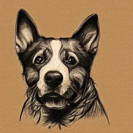 Prompt: dog portrait, sketch, hand - drawn by eeststreatdrug