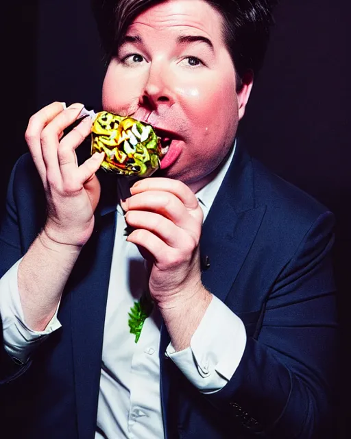 Image similar to A drunk Michael Mcintyre eating a pineapple in a nightclub in Porto,real life skin, intricate, elegant, highly detailed, artstation, concept art, smooth, sharp focus, photo