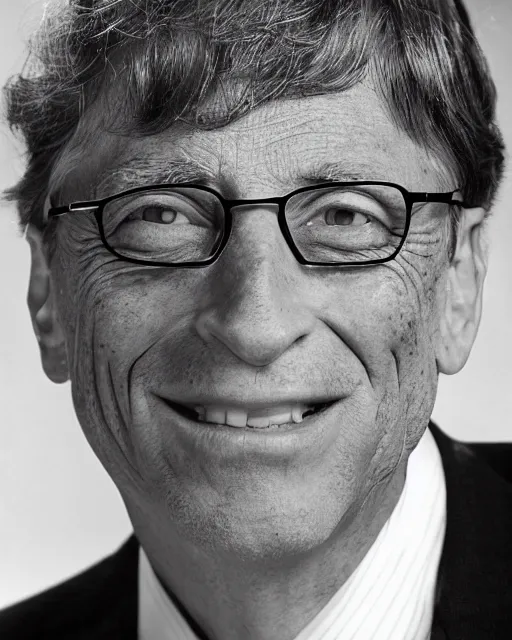 Prompt: portrait photograph of bill gates, by yousuf karsh, highly detailed, dslr photography