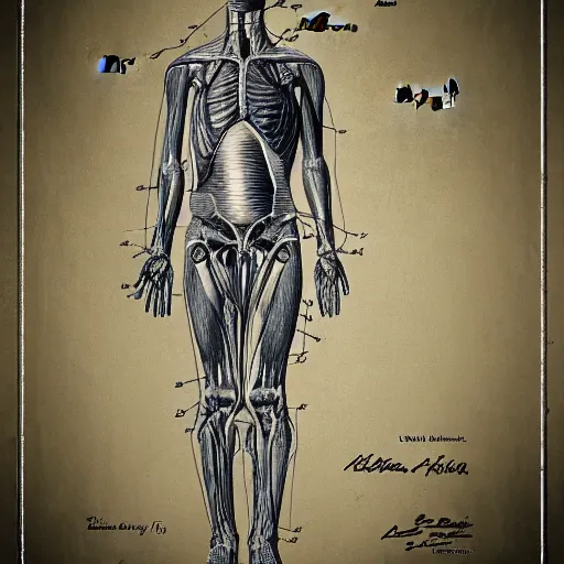 Image similar to anatomy of a human, drawing for a patent