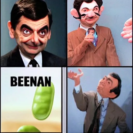 Image similar to a meme about mr. bean and jellybeans