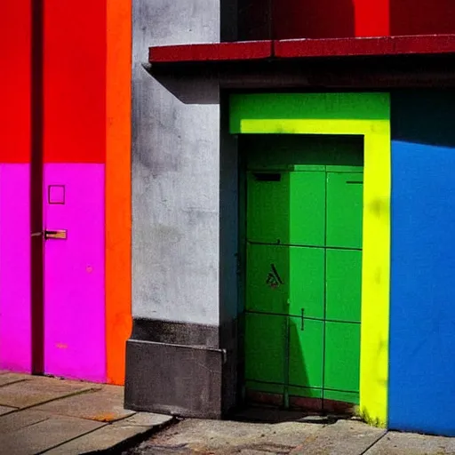Prompt: bauhaus architecture urban graffiti colourful photography