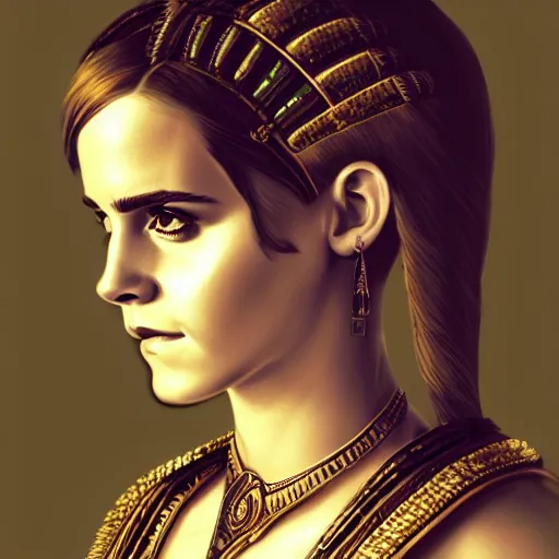 Prompt: portrait of Emma Watson as Cleopatra, ambient lighting, dynamic lighting, 4k, HQ, detailed, trending on artstation