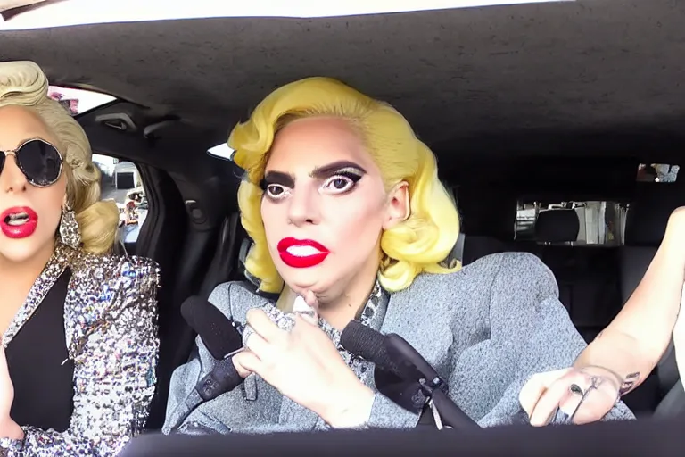 Image similar to lady gaga and judy garland carpool karaoke