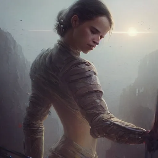 Image similar to a highly detailed epic cinematic concept art CG render digital painting artwork: Alicia Vikander. By Greg Rutkowski, Ilya Kuvshinov, WLOP, Stanley Artgerm Lau, Ruan Jia and Fenghua Zhong, trending on ArtStation, subtle muted cinematic colors, made in Maya, Blender and Photoshop, octane render, excellent composition, cinematic atmosphere, dynamic dramatic cinematic lighting, precise correct anatomy, aesthetic, very inspirational, arthouse