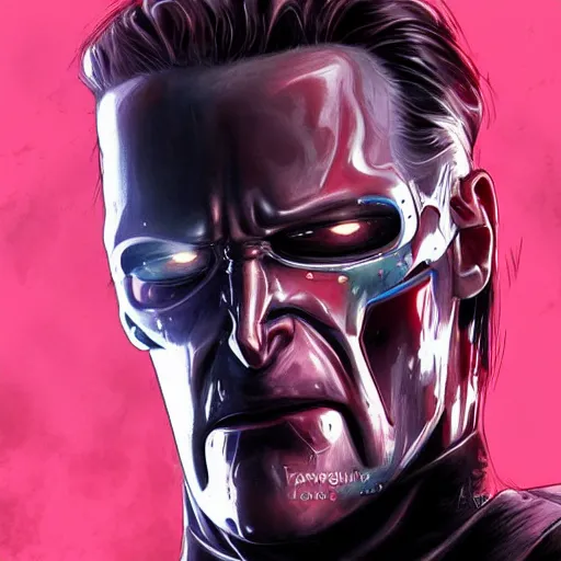 Prompt: an image of T-800 from Terminator and Keanu Reeves combined by Artgerm, digital art, artstation