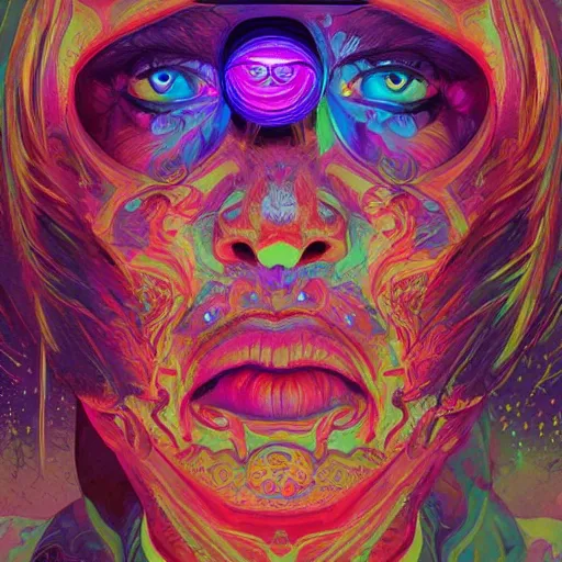 Image similar to An extremely psychedelic experience, colorful, surreal, dramatic lighting, cosmonaut, LSD, face, detailed, intricate, elegant, highly detailed, digital painting, artstation, concept art, smooth, sharp focus, illustration, art by Sam Spratt, Dan Mumford, Artem Demura and Alphonse Mucha