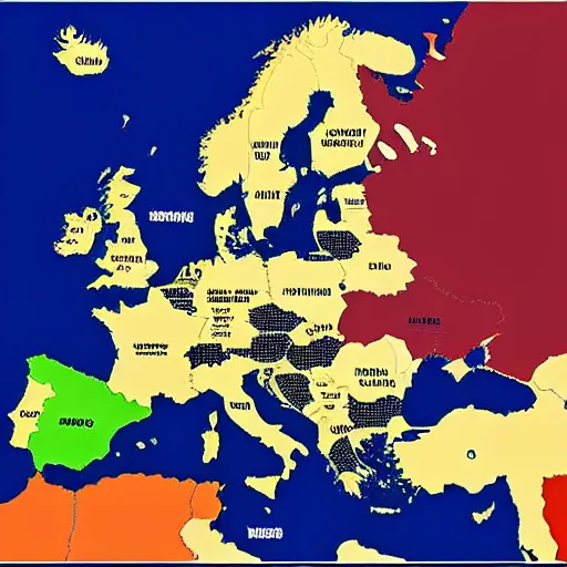 Image similar to map of europe showing the exports of each country as a realistic picture