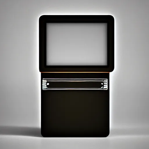 Image similar to an old, filthy, broken, 1960s-era, retro device, made of brushed steel, for displaying recipes, digital pong screen, set on a kitchen counter, dramatic constrasting light, redshift render, but as high contrast photography, featured on behance, golden ratio, f32, well composed, cohesive, from the show X-Files