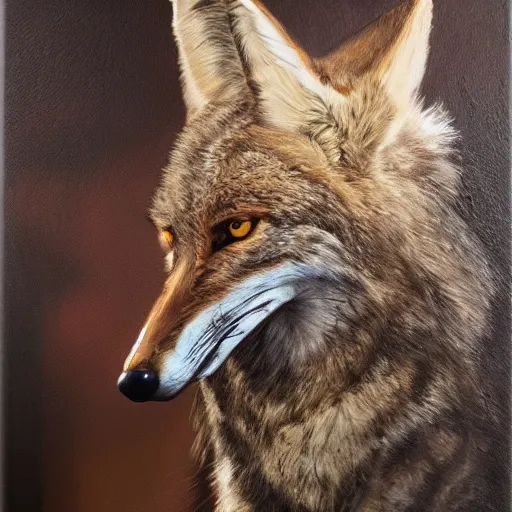 Image similar to coyote, elden ring boss, matte painting, detailed, elden ring, oil on canvas