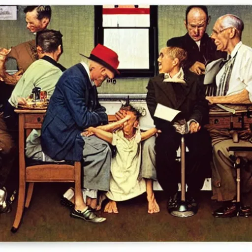 Prompt: the absurdity of yesterday by norman rockwell