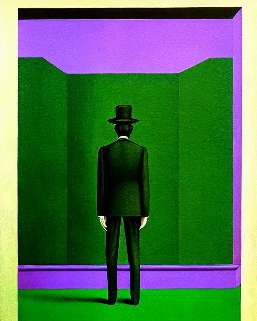 Image similar to purple green and black painting by magritte