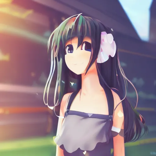 Image similar to cute anime girl looking around a corner with a camera, cute, sweet, anime style, detailed, god rays, 4 k