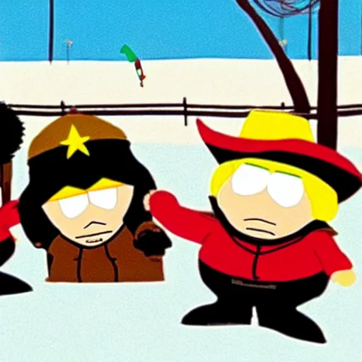 Image similar to a still of from blazing saddles crossover with south park