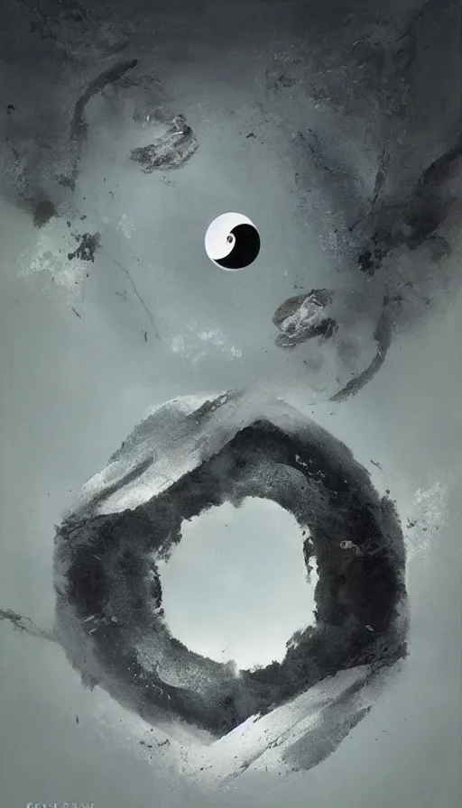 Image similar to Abstract representation of ying Yang concept, by Greg Rutkowski