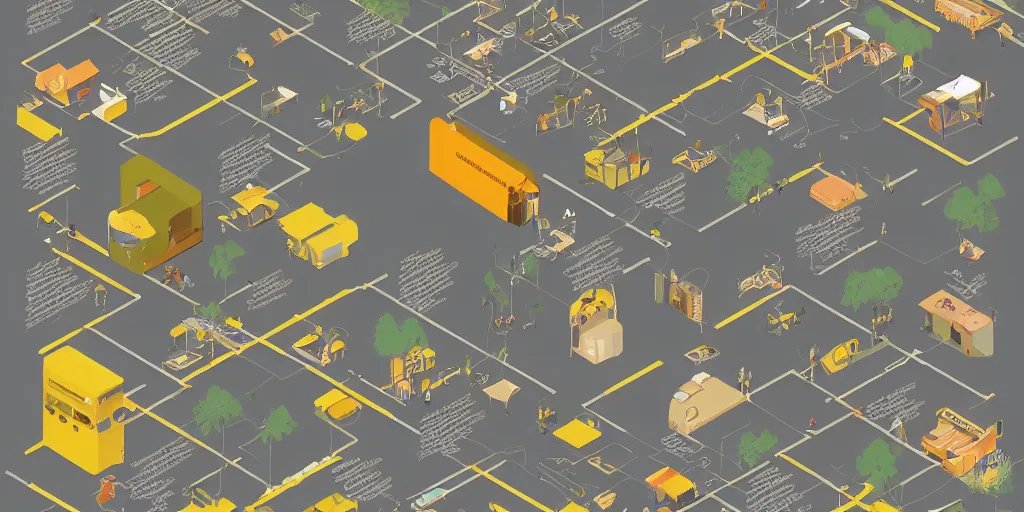 Image similar to axonometric infographic by Wes Anderson