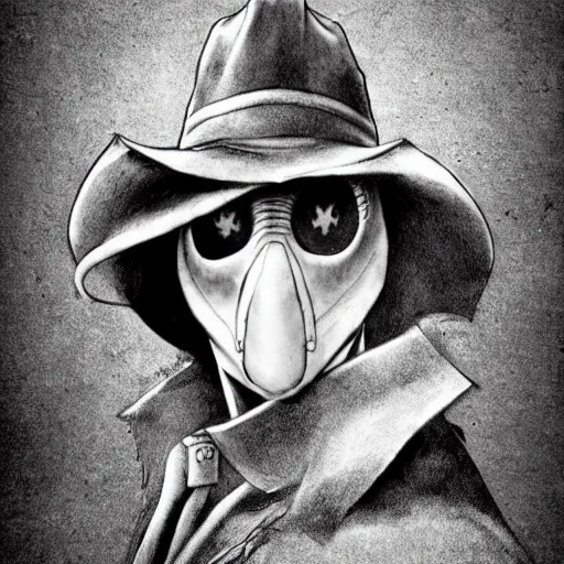 Prompt: a portrait of a plague doctor gunslinger, dark fantasy, horror, western, hell, ultrafine detailed pencil digital art by frank frazetta and vito acconci and and takeshi obata, death note style, symetric body, cgsociety, sharp focus, detailed face